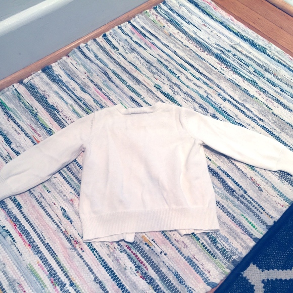 AMAZING CONDITION White Cardigan Pink Bows on Pockets - Picture 4 of 6